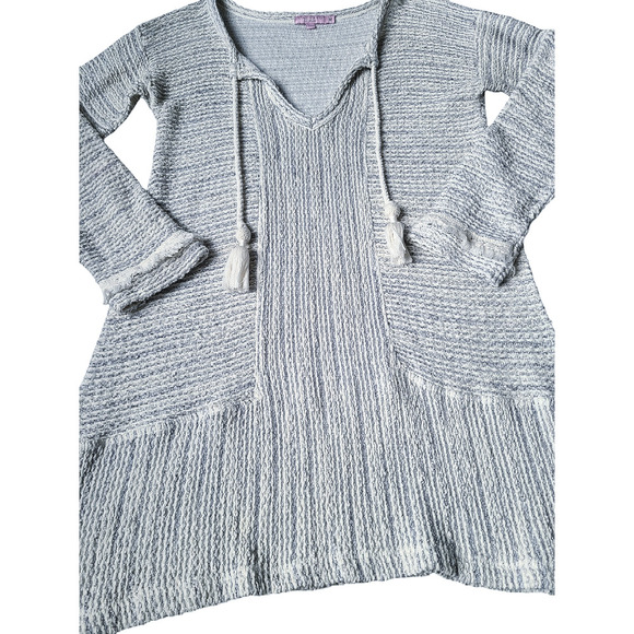 Calypso St. Barth Tassel Front Tunic Sweater Top Size Medium - Picture 4 of 8